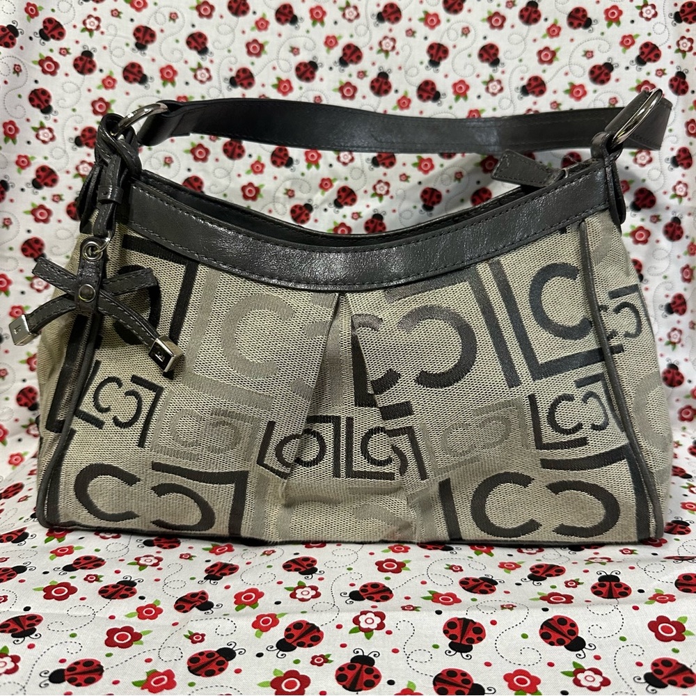 Vintage Liz Claiborne Y2K Heritage Mosaic Shoulder Bag - Brown/Tan LC Logo